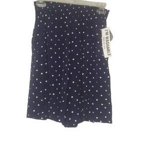 Vintage Fritzi California Navy Polka Dot Wide Leg Bermuda Shorts